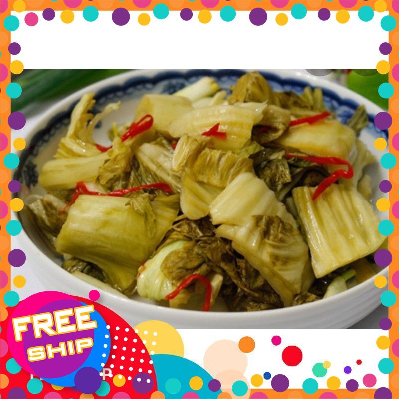 Dưa cải chua muối đóng hộp khoảng 2kg kg Dom Dỏm Chua Ngon Giòn Chuẩn Vị (Giao hàng toàn quốc)